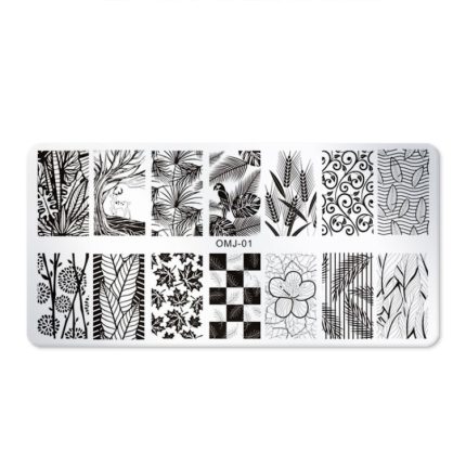 5 Stück quadratische Nagelkunst-Druckschablone aus Edelstahl, Nagelzubehör