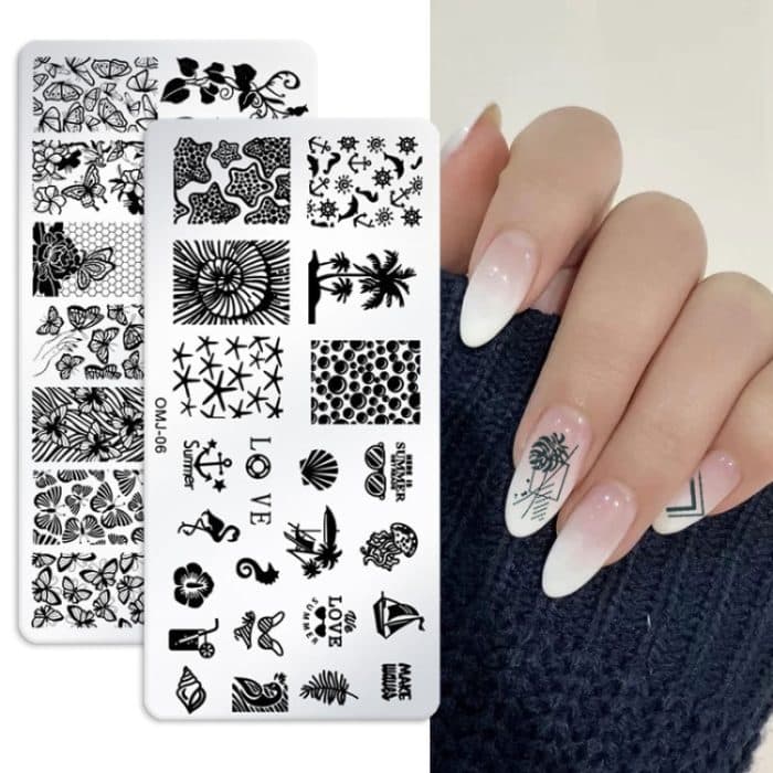 5 Stück quadratische Nagelkunst-Druckschablone aus Edelstahl, Nagelzubehör – Bild 5