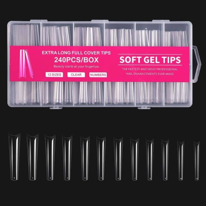 240 Stück/Box dünne, weiche, transparente Nagelstücke, Super Long Denim Nails, Extra Long Hose Nails, Super Long Full Stick Nails, Super Long Pointed Nails, Extra Long Ballet Nails – Bild 1