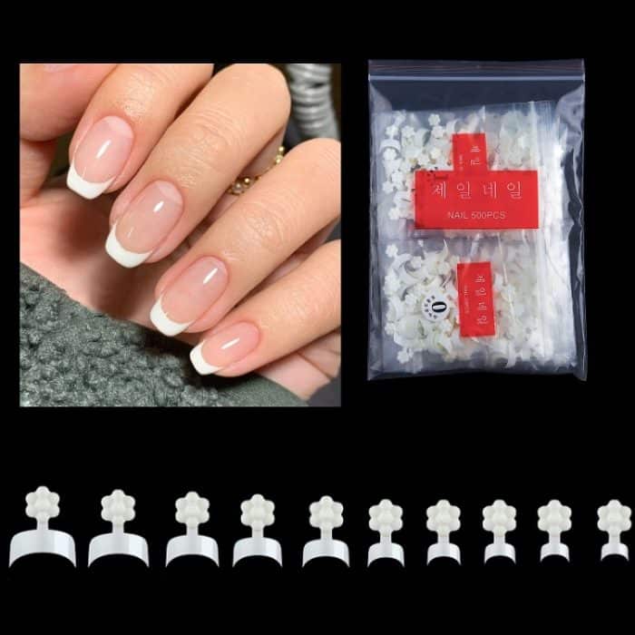 Plum Blossom Crescent Art Nagelverlängerungs-Nagelplatte, 500 PCS/Bag, 100 PCS/Box – Bild 1