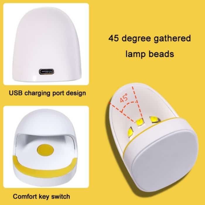 Mini Shark Phototherapie-Lampe, tragbar, schnell trocknend, Nagellampe, Farbe:, White, White With USB Cable, Pink, Pink With USB Cable – Bild 4