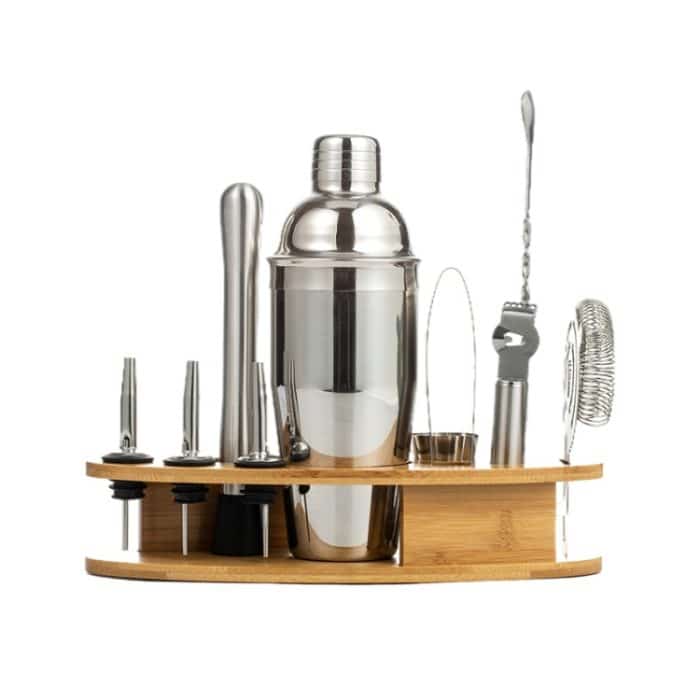 BY-011 11-in-1 ovaler Holzständer-Shaker-Set, Barkeeper-Werkzeuge, Spezifikationen:, 350ml, 550ml, 700ml, 750ml – Bild 1