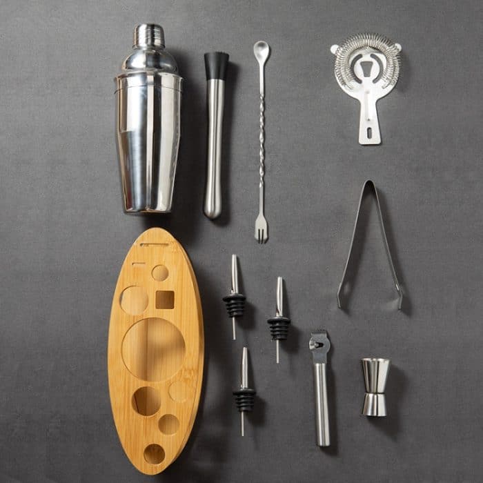 BY-011 11-in-1 ovaler Holzständer-Shaker-Set, Barkeeper-Werkzeuge, Spezifikationen:, 350ml, 550ml, 700ml, 750ml – Bild 3