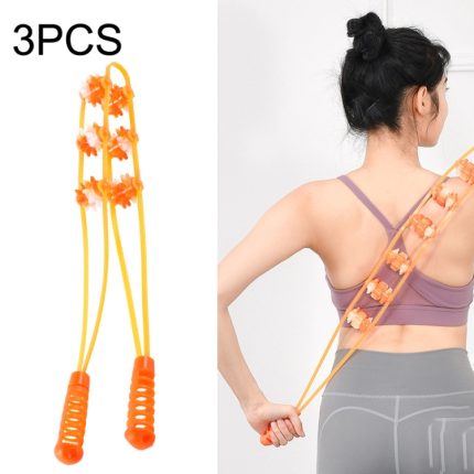 3PCS Kunststoff-Rückenzieher für Schulter, Taille und Rücken, manuelles Rollenmassagegerät, Stil:, Two Wheels (Yellow), Three Wheels (Green), Three Wheels (Yellow)