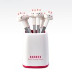 6 Gabeln + Basisset, sichere tragbare kleine Gabel aus Edelstahl, White, Yellow, Pink, Green