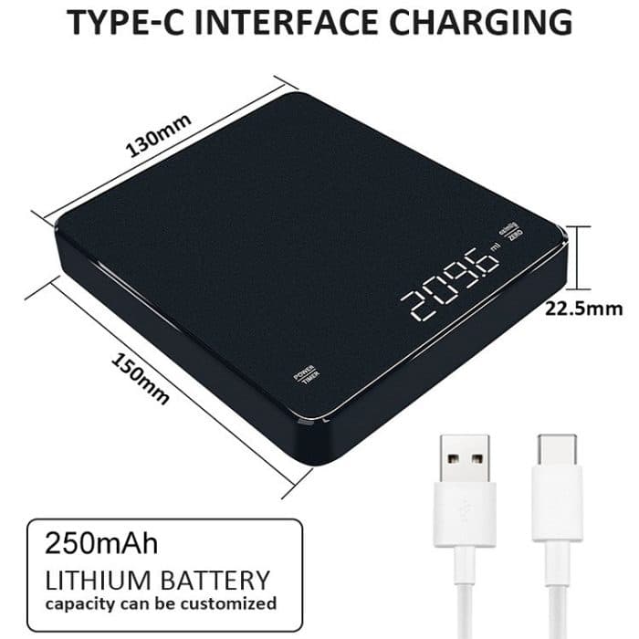 Elektronische LED-Kaffeewaage für den Haushalt, Black, Blue – Bild 3
