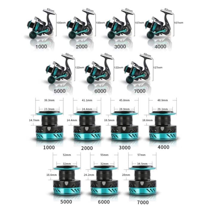 Metallspinnrad CNC Rocker Wurfstange Fischrad, Stil:, DK6000 (EVA Grip), DK7000 (EVA Grip), DK II1000 (Metal Ball Grip), DK II 2000 (Metal Ball Grip), DK II 3000 (Metal Ball Grip) – Bild 2
