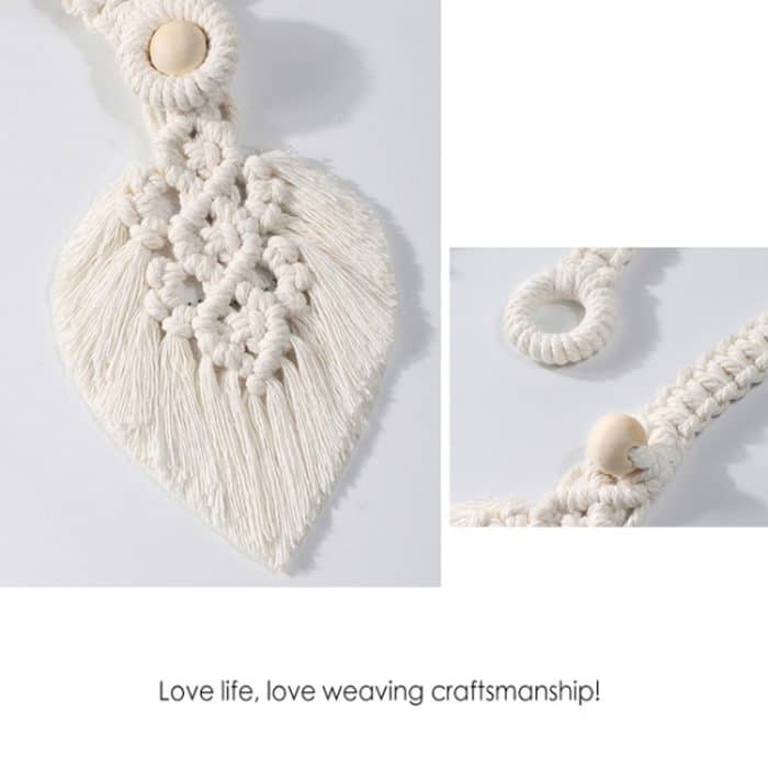 Handgeflochtenes Holzperlen-Vorhang-Krawattenband mit freier Schnalle und Quasten-Krawattenseil, 13x40cm – Bild 5