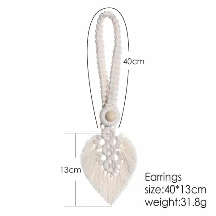 Handgeflochtenes Holzperlen-Vorhang-Krawattenband mit freier Schnalle und Quasten-Krawattenseil, 13x40cm – Bild 6