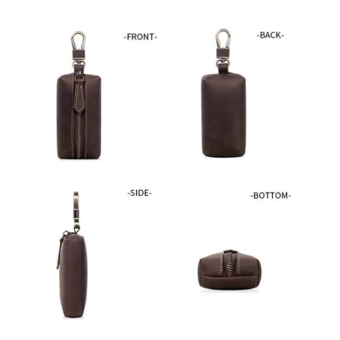 QY-9029 Auto Universal Retro Crazy Horse Leder Schlüsseletui, Crazy Horse Leather Dark Coffee – Bild 3