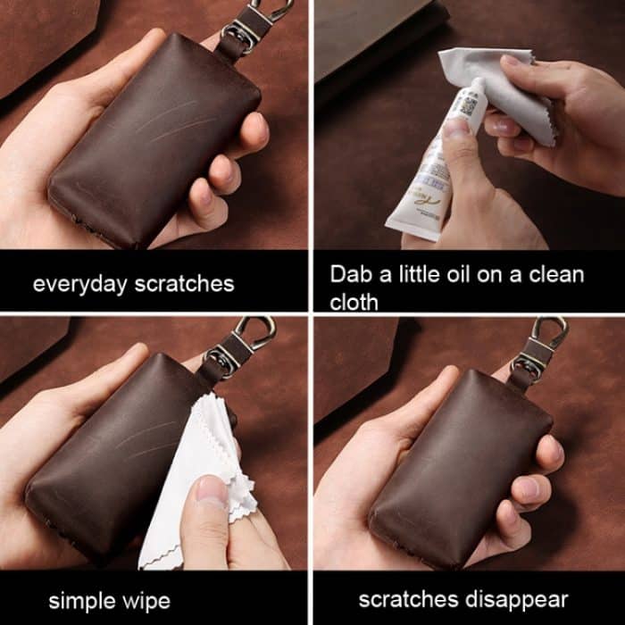 QY-9029 Auto Universal Retro Crazy Horse Leder Schlüsseletui, Crazy Horse Leather Dark Coffee – Bild 6