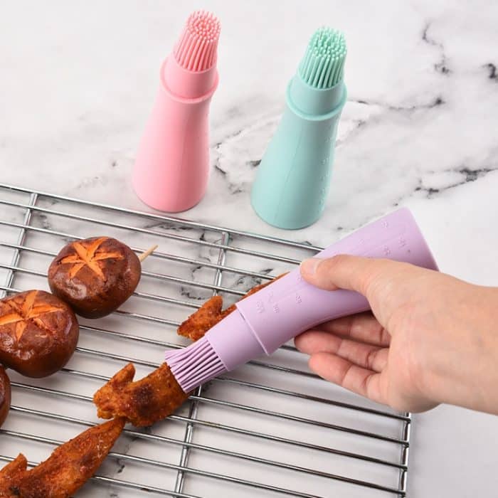 4 Stück Silikon-Grillölflaschenbürste mit Skala, Pink, Blue, Purple – Bild 5