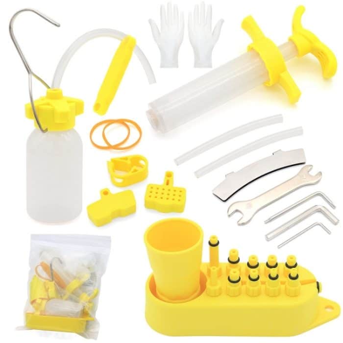 Mountainbike-Ölschale, Ölfüllwerkzeug, Spezifikation:, Standard Nylon Head/Bag, Standard Nylon Head/Box, Advanced Model Brass Head/Box, Economy Nylon Head/Box, Simple Model/Bag – Bild 1