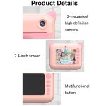 CP01 2,4-Zoll-HD-Bildschirm Kinderspielzeugkamera Thermodruck Polaroid ohne Speicherkarte, Blue, Pink – Bild 5