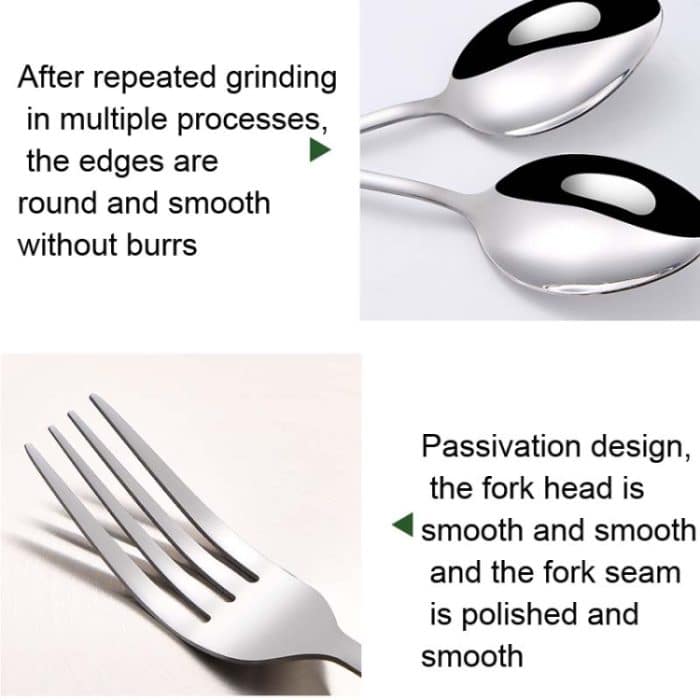 Tragbares Besteckset aus Edelstahl, Western-Steakmesser, Gabel, Löffel-Set, Farbe:, Black and Silver, Black Gold, Black Rose Gold, Blue Silver, Blue Gold, Blue Rose Gold, Red Silver, Red Gold, Red Rose Gold – Bild 3