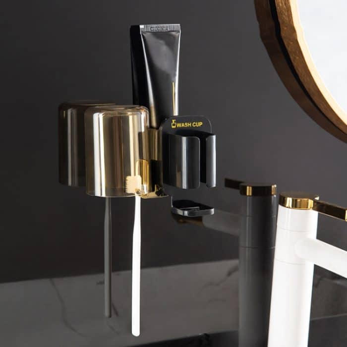 TBD0602829002.jpg JM056 Zahnbürstenständer zur Wandmontage, Zahnpasta-Aufbewahrungsregal, Stil:, Electric Dark Green, Electric Black, Electric White, Regular Black, Regular White, Regular Dark Green – Bild 1