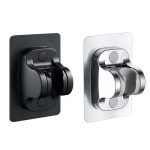 2 Stück selbstklebender Duscharm-Kopfhalter, verstellbare Wandmontage, feste Basis, Silver, Black – Bild 2