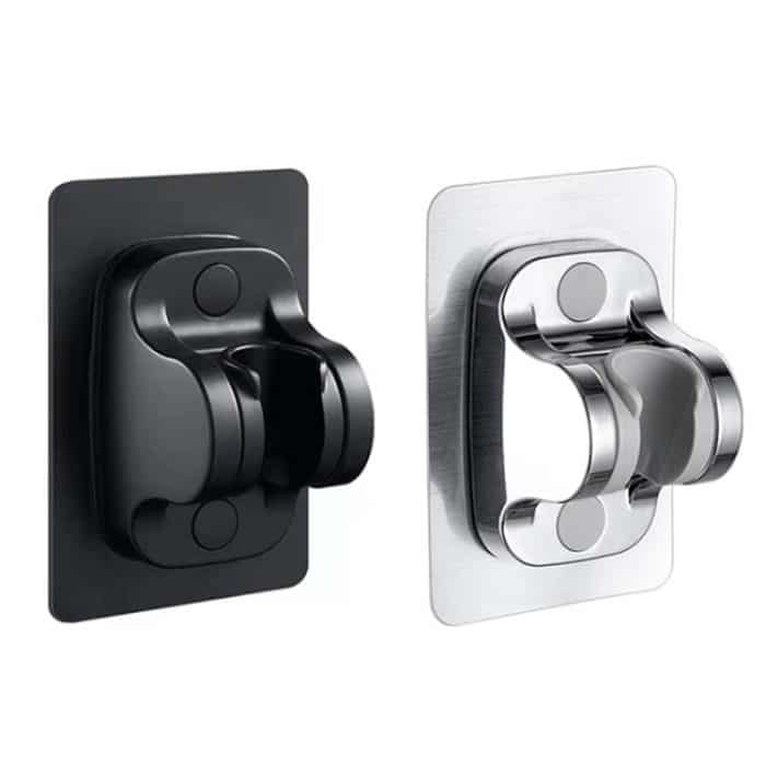 2 Stück selbstklebender Duscharm-Kopfhalter, verstellbare Wandmontage, feste Basis, Silver, Black – Bild 2