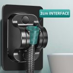 2 Stück selbstklebender Duscharm-Kopfhalter, verstellbare Wandmontage, feste Basis, Silver, Black – Bild 4