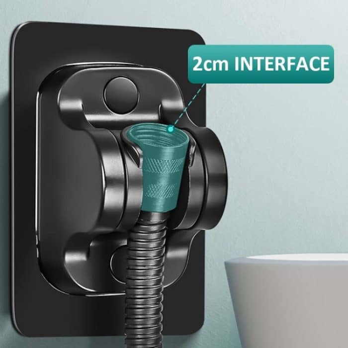 2 Stück selbstklebender Duscharm-Kopfhalter, verstellbare Wandmontage, feste Basis, Silver, Black – Bild 4