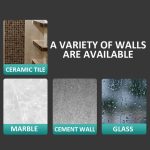 2 Stück selbstklebender Duscharm-Kopfhalter, verstellbare Wandmontage, feste Basis, Silver, Black – Bild 5