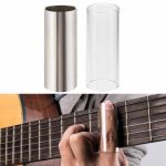 Metall-E-Gitarren-Gleitrohr, Glas-Gitarren-Gleitstab-Finger-Set, Silver+Transparent