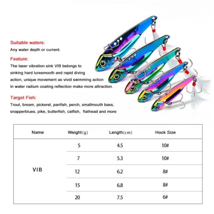 PROBEROS DW559 Colorful VIB Sequenant Far Subsidine Lure Bait, Spezifikation:, 5g, 7g, 12g, 15g, 20g – Bild 6