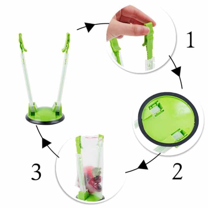 2 Stück Baggy Rack-Halter für Lebensmittelzubereitungsbeutel, Kunststoff-Gefrierbeutel, Druckverschlussbeutel-Halter, Green, Blue, Orange – Bild 5