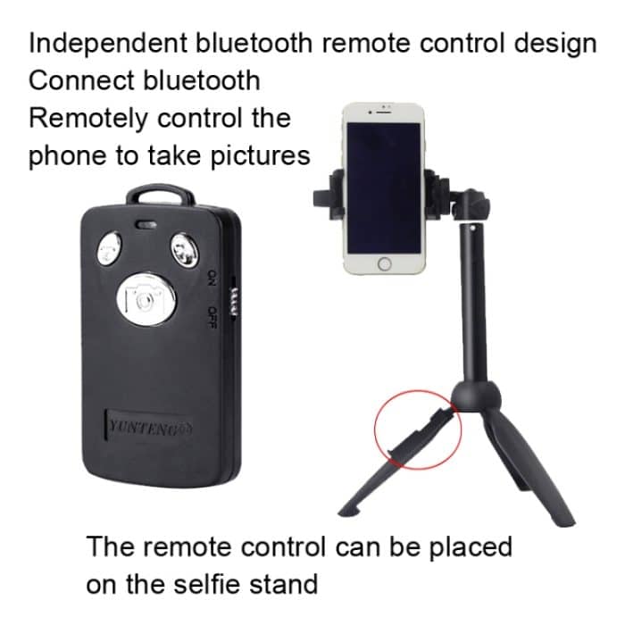 YUNTENG Handy-Selfie-Stativ mit Bluetooth-Fernbedienung, 9928 Black, 9928N Black – Bild 4