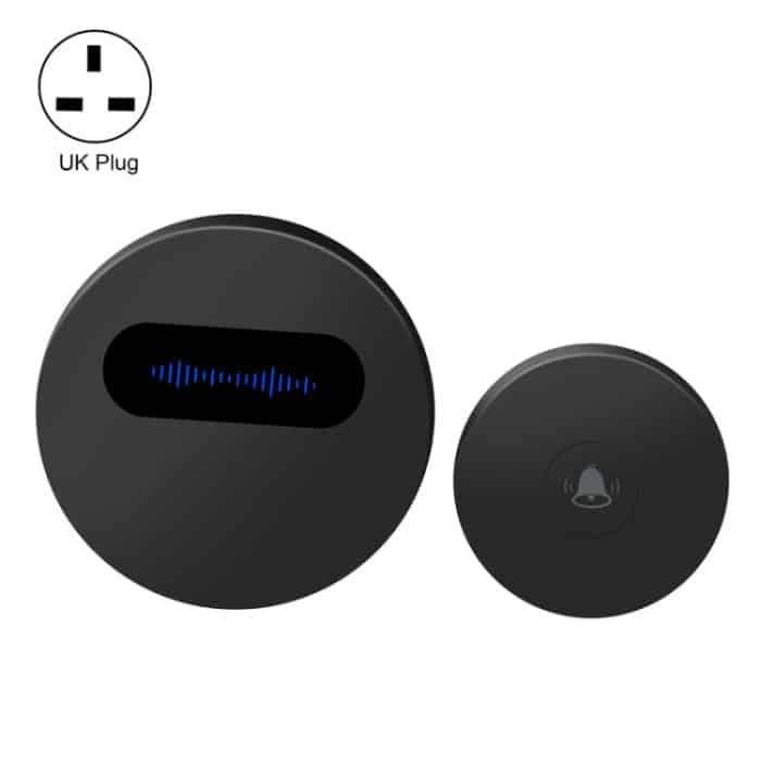 TBD0602900301F.jpg T10-1 1 für 1 Beleuchtung Selbststromerzeugung Drahtlose intelligente Anti-Regenwasser-Türklingel, T10-1 UK Plug Black – Bild 1