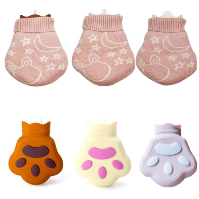 Silikon-Mikrowellenherd-Heizwasser-Einspritz-Handtasche, Brown, Pink, Light Yellow, Brown With Knitted Bag, Pink With Knitted Bag, Light Yellow With Knitted Bag – Bild 2