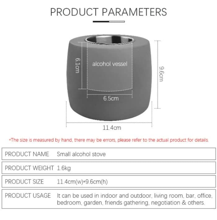 Tisch-Alkohol-Kamin, Lampe, Flammenheizung, tragbar, für den Außenbereich, Beton, kleiner Kamin, Fireplace White, Fireplace Black, Fireplace Gray – Bild 4