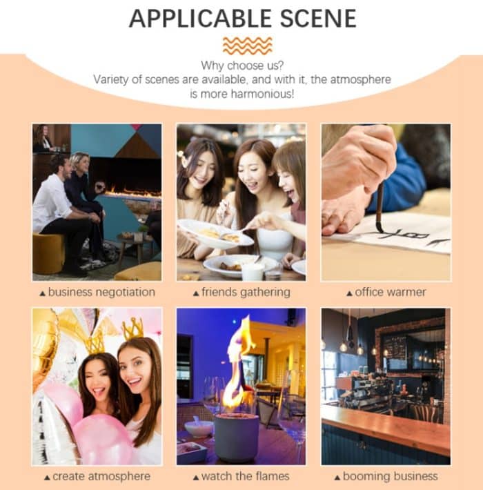 Tisch-Alkohol-Kamin, Lampe, Flammenheizung, tragbar, für den Außenbereich, Beton, kleiner Kamin, Fireplace White, Fireplace Black, Fireplace Gray – Bild 5