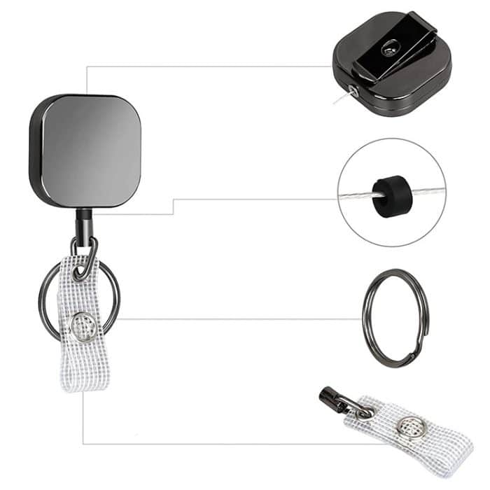 4 cm plattierter quadratischer Expansionsseil-Schlüsselanhänger aus Metall – Bild 3