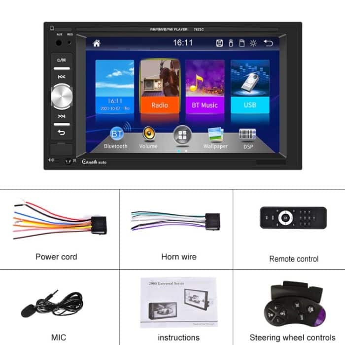 7622C 6,2-Zoll-Doppelspindel-HD-Auto-Universal-MP5-Carplay-Player, Stil:, Standard, Standard+4 Light Camera, Standard+8 Light Camera, Standard+12 Light Camera, Standard+AHD Camera – Bild 7