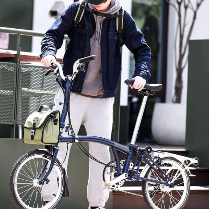 Für Brompton Rhinowalk RK9107, faltbare Erweiterungs-Thermo-Fahrradtasche mit Regenschutz, Matt Black, Matt Green – Bild 7