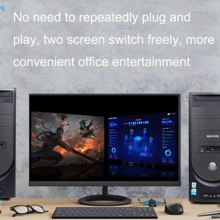 FJGEAR FJ-201UK 2 In 1 Out KVM-Umschalter mit Desktop-Controller mit Kabel, FJ-201UK – Bild 4