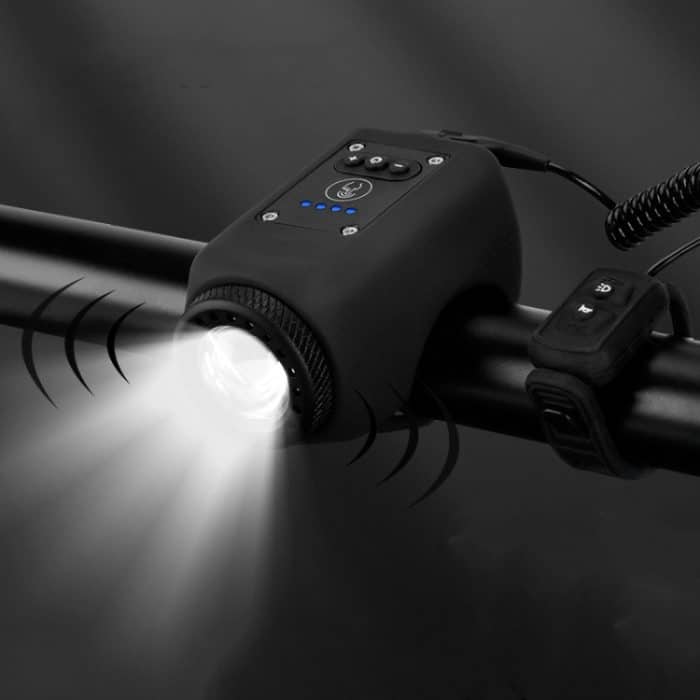 TBD0602966101A.jpg 2-in-1-Fahrradklingel, wiederaufladbar, wasserdicht, hohe Dezibel-Klingel mit Highlight-Licht, Black, Red, Blue – Bild 1