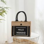 Tragbare Einkaufstasche, wasserdichte Lunchtasche aus Leinen, Black, White – Bild 4