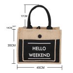 Tragbare Einkaufstasche, wasserdichte Lunchtasche aus Leinen, Black, White – Bild 2