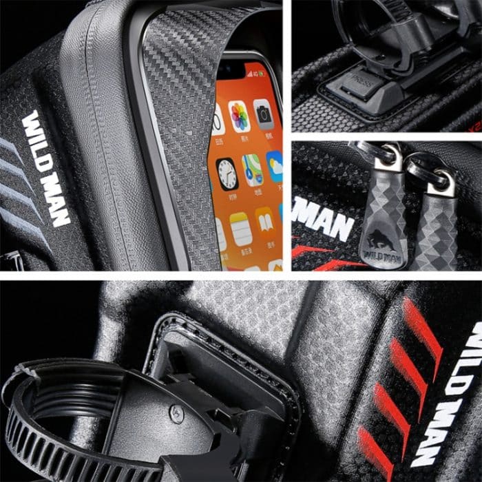 WILD MAN E12X 1L EVA-Hartschale, wasserdichte und sturzsichere Fahrradtasche mit Touch-Funktion, E12X (Red), E12X (Black) – Bild 7