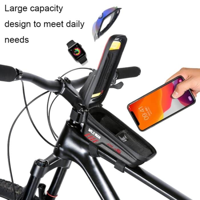 WILD MAN E12 1L EVA-Hartschalen-Mountainbike-wasserdichte und verschleißfeste Vorderträgertasche, E12 (Red), E12 (Black) – Bild 6