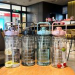 GYBL4503 2000 ml Outdoor-Sportwasserflasche mit großem Fassungsvermögen und Strohhalm, Spezifikation:, Black+Stickers, Black+3D Stickers, Pink, Pink+Stickers, Pink+3D Stickers – Bild 2