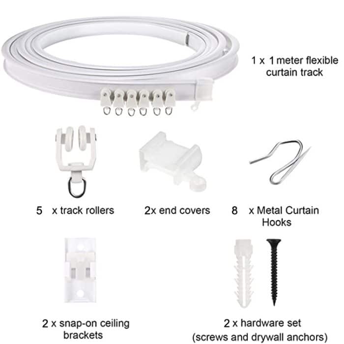 Modellstahlschienen-Set, flexible Silent-Gleitschienenschiene mit Haken, Größe:, 1m, 2m, 3m, 4m – Bild 6