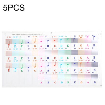 5PCS Kinder Klavier Tastatur Farbe Aufkleber Musikinstrument Zubehör, QT-005, QT-005-A, QT-0302