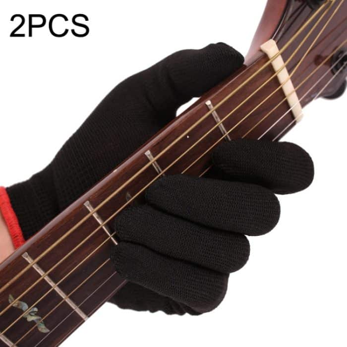 2 Stück Anfänger-Gitarren-Übungshandschuh aus Nylon, verschleißfest, rutschfest, für die linke Hand, Größe:, Small, Medium, Large – Bild 1
