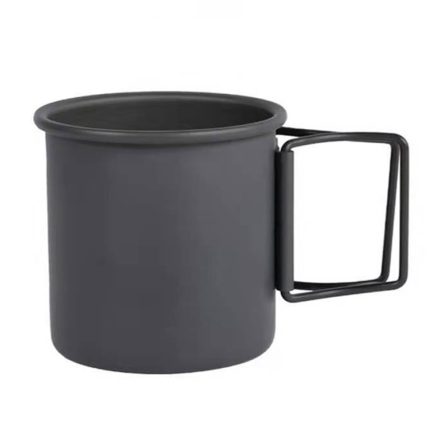 HK280 300 ml Outdoor Camping Klappwasserbecher Tragbarer Aluminiumlegierungsbecher, Black, Silver
