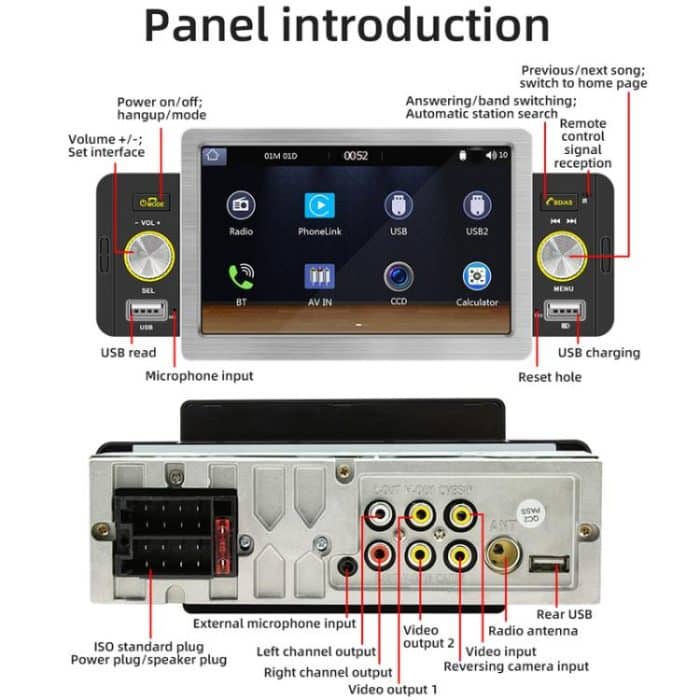 5 zoll Bluetooth AUX Handy Zusammenschaltung USB Schnittstelle Auto MP5 – Bild 4