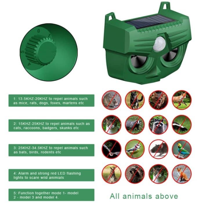 RC-543 Outdoor-Solar-Hundeabwehr-Infrarot-Ultraschall-Tier-Vogel-Repeller – Bild 4