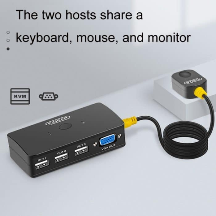 FJGEAR FJ-210UK 2 Ports HD VGA zu KVM-Umschalter mit Desktop-Controller, FJ-210UK – Bild 2